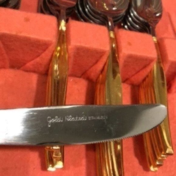 Rogers Silverplate By Oneida Gold Plated Flatware Boxed Set Vintage 50s - Picture 8 of 16